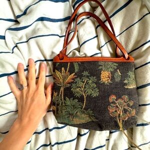 Tommy Bahama Purse Palm Tree Tapestry Mini Bag Wristlet